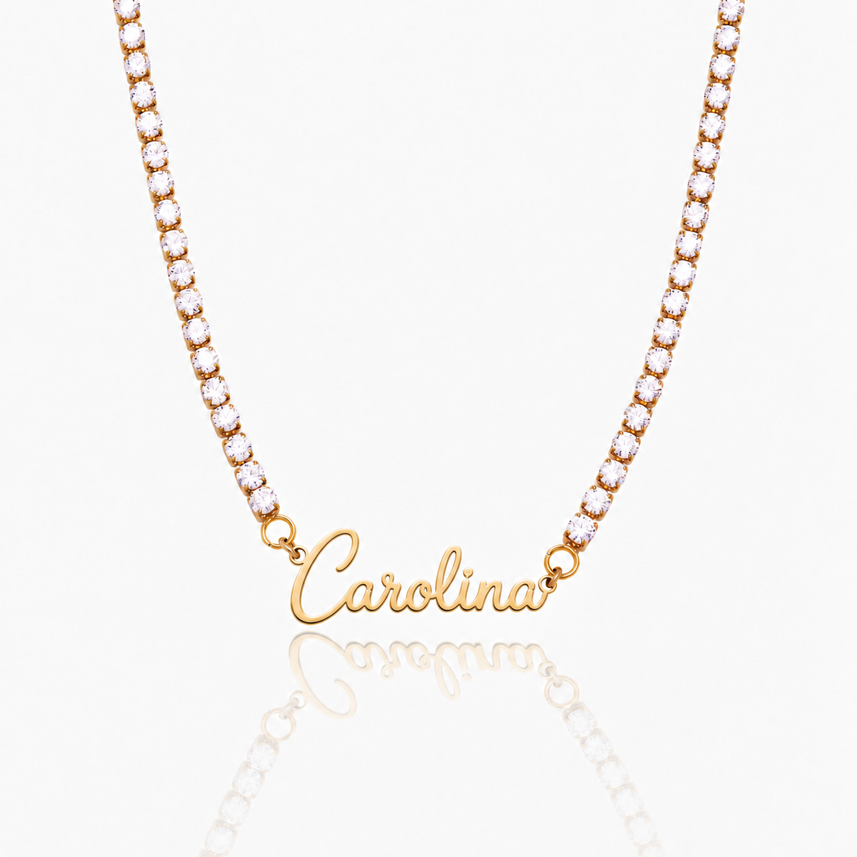 Colar Nome Brilhante dourado personalizado com Carolina