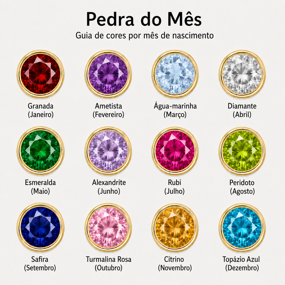 Colar Personalizado com Letra e Pedra de Nascimento