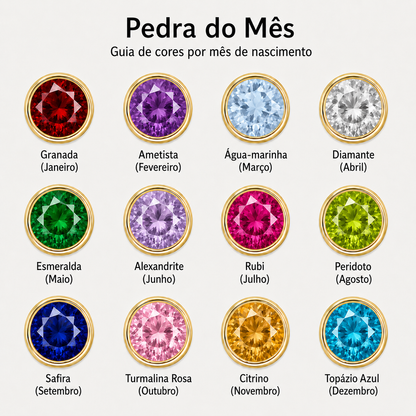 Colar Personalizado com Letra e Pedra de Nascimento