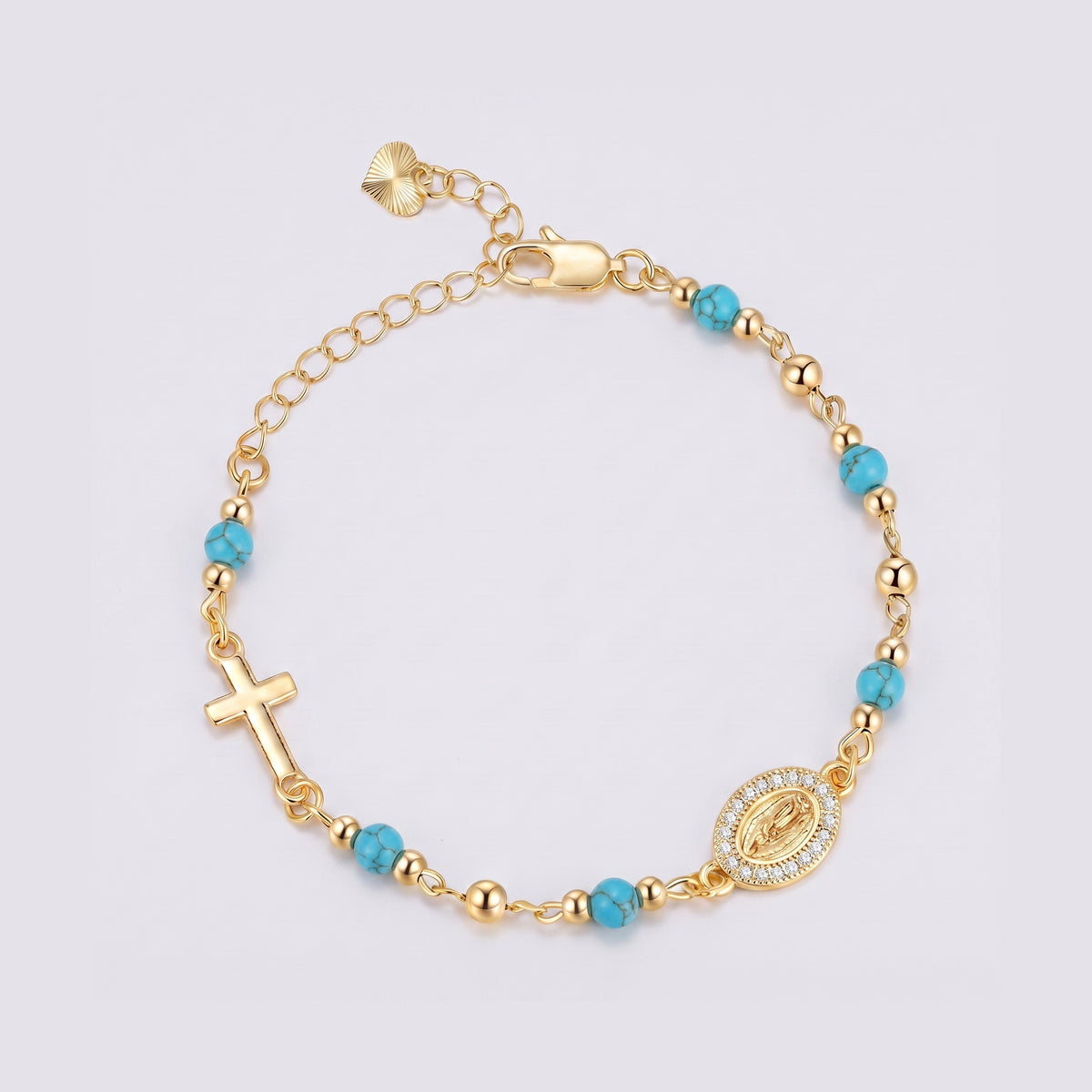 Pulseira Ave Maria com pedras naturais — contas azuis