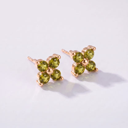 Brincos flores pedra de nascimento Agosto — Peridoto