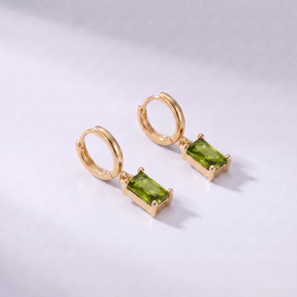 Brincos retângulo pedra de nascimento Agosto — Peridoto