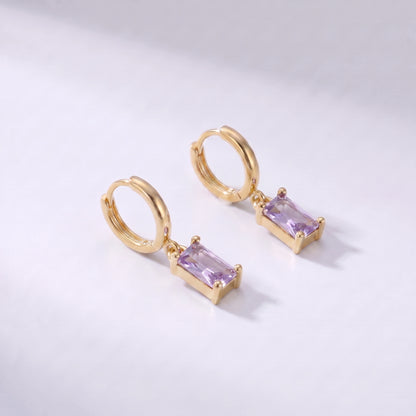 Brincos retângulo pedra de nascimento Junho — Alexandrite