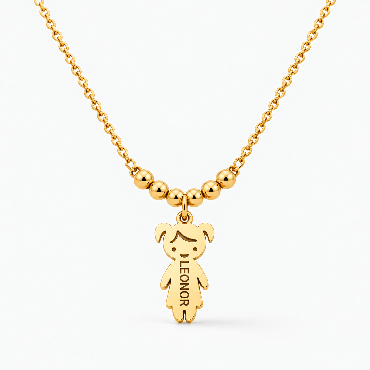 Colar Filhos com Nome dourado — uma menina, Leonor