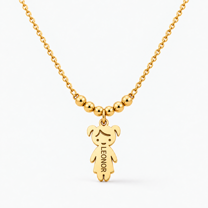 Colar Filhos com Nome dourado — uma menina, Leonor