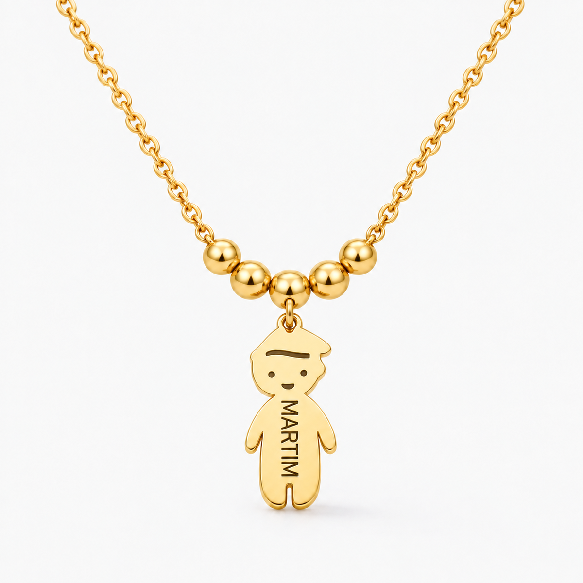 Colar Filhos com Nome dourado — um menino, Martim