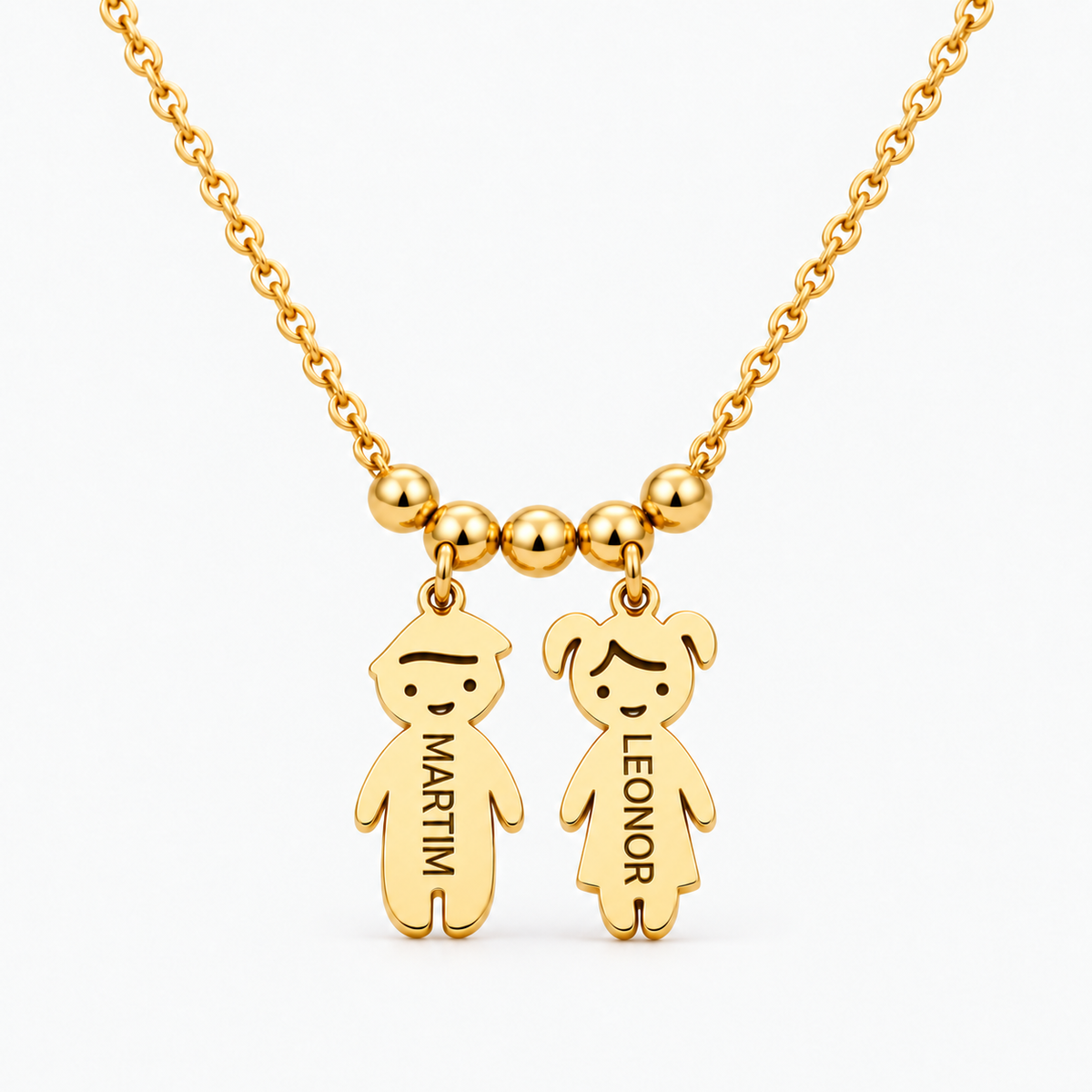Colar Filhos com Nome dourado — dois filhos