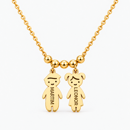 Colar Filhos com Nome dourado — dois filhos