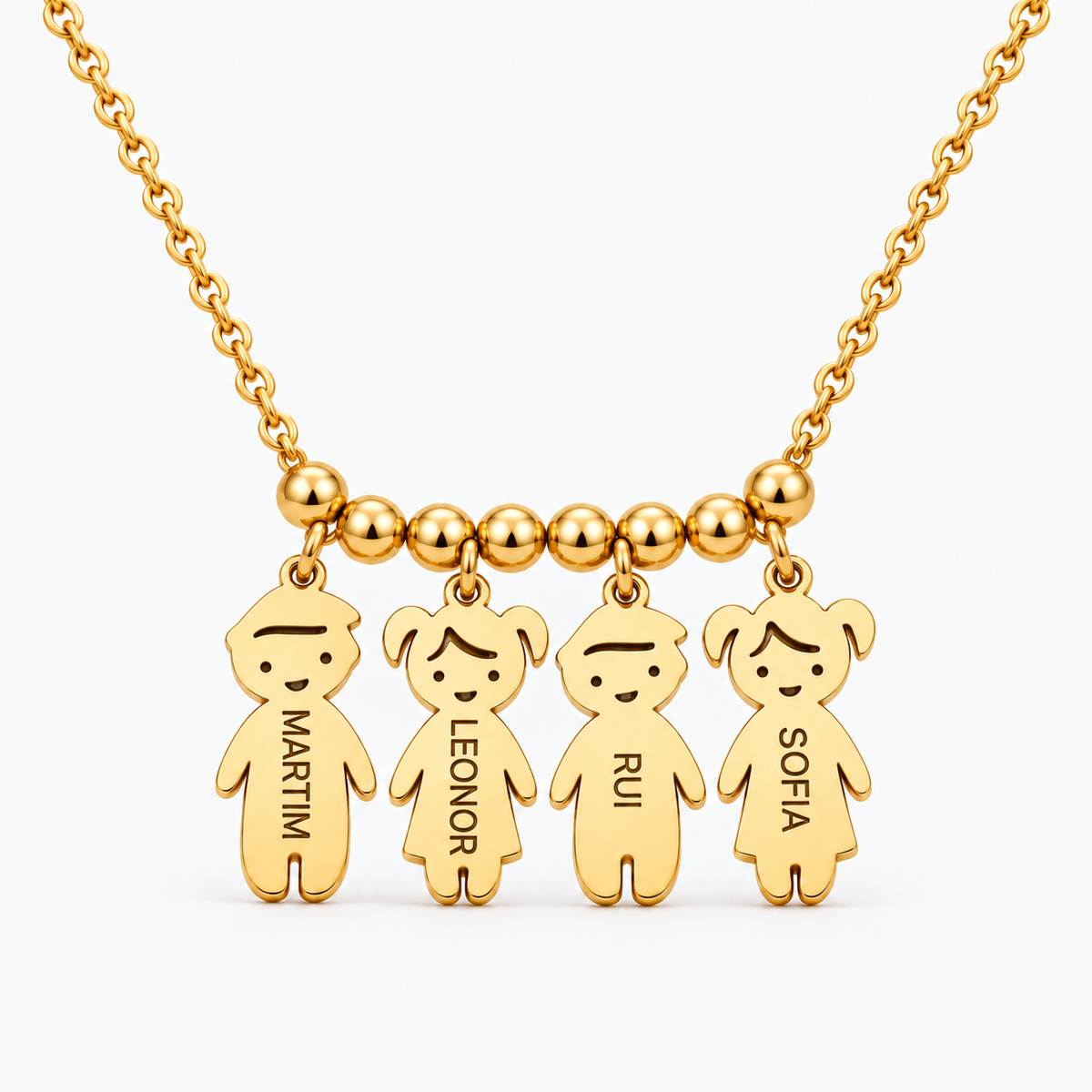 Colar Filhos com Nome dourado — quatro filhos