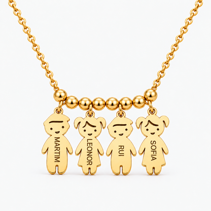 Colar Filhos com Nome dourado — quatro filhos