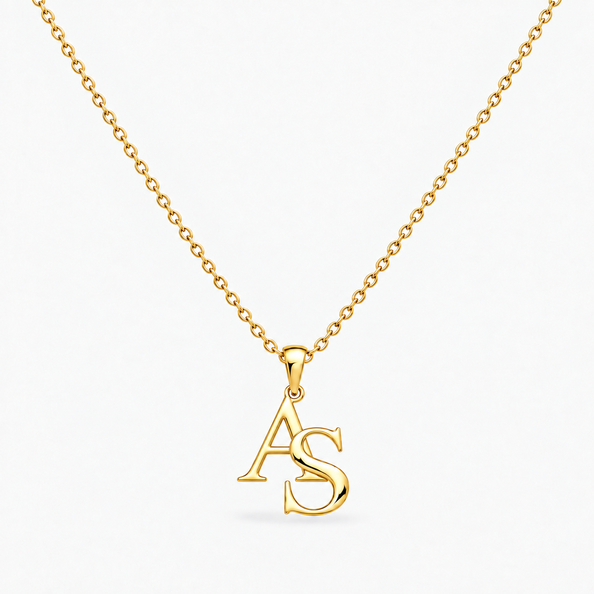Colar dourado personalizado com duas iniciais A e S