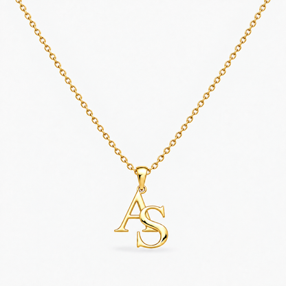 Colar dourado personalizado com duas iniciais A e S