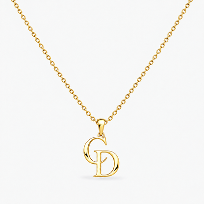 Colar dourado personalizado com duas iniciais C e D