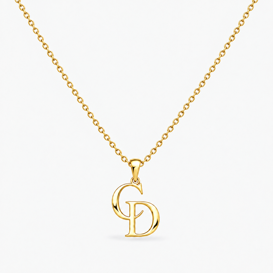 Colar dourado personalizado com duas iniciais C e D