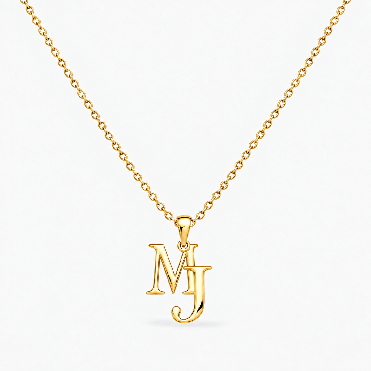 Colar dourado personalizado com duas iniciais M e J