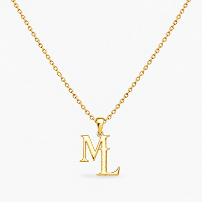 Colar dourado personalizado com duas iniciais M e L