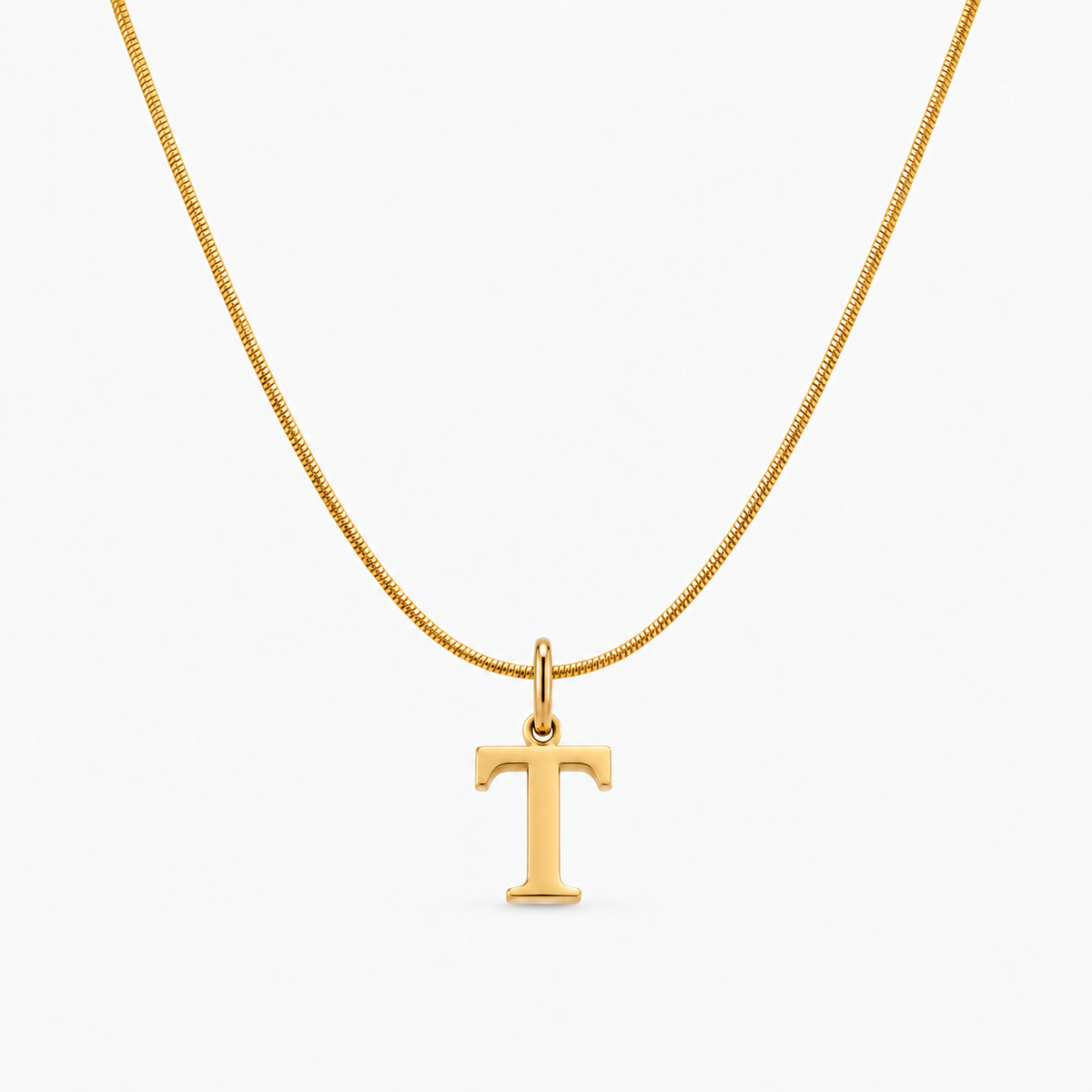 Colar personalizado dourado com inicial T
