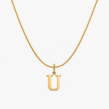 Colar personalizado dourado com inicial U
