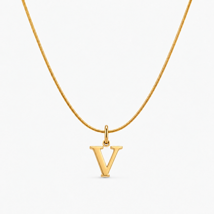 Colar personalizado dourado com inicial V