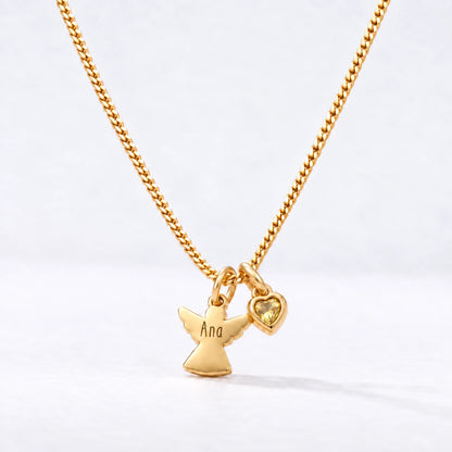 Colar Anjo com Nome dourado — Novembro — Citrino