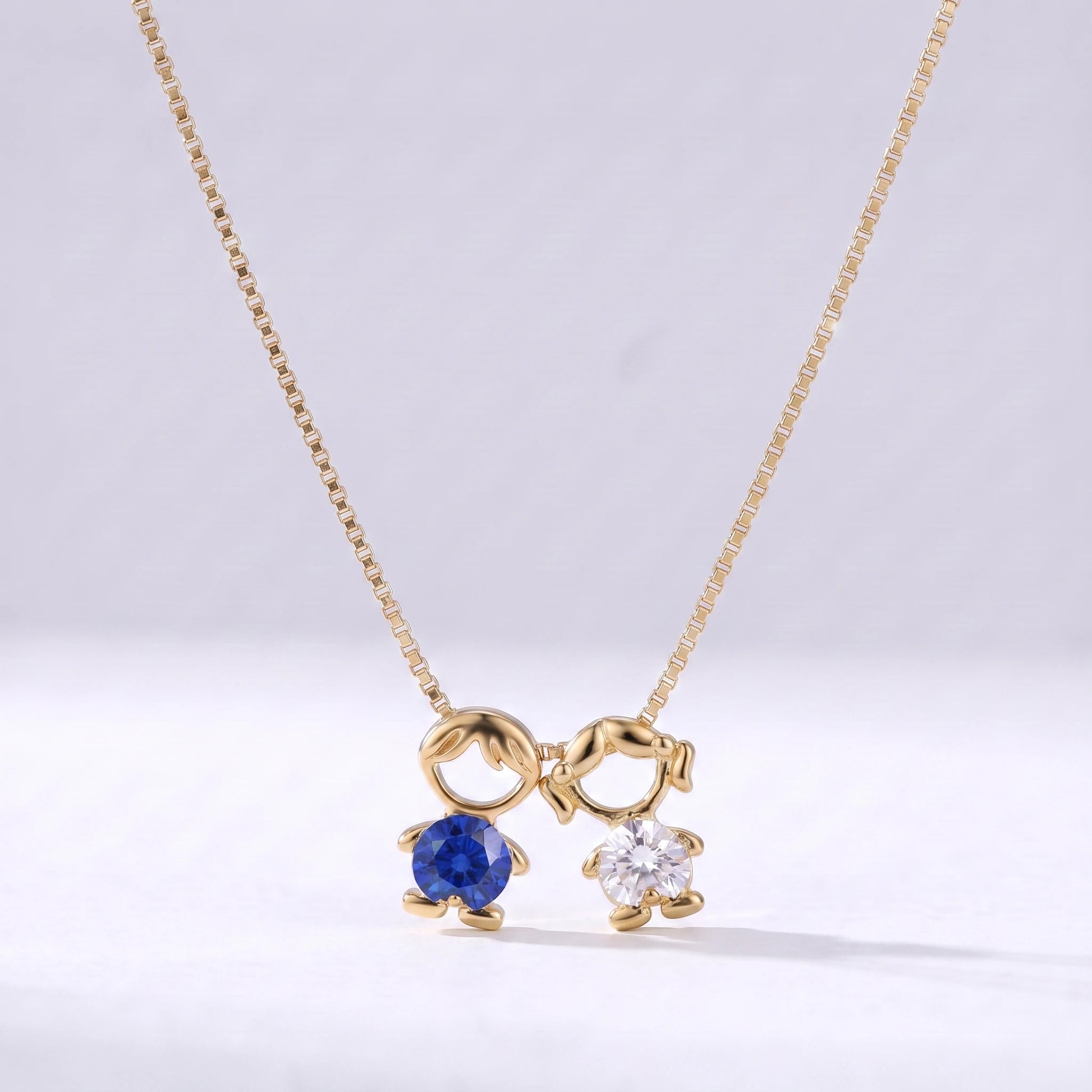 Colar bead menino e menina com 2 pendentes — exemplo família