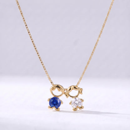Colar bead menino e menina com 2 pendentes — exemplo família