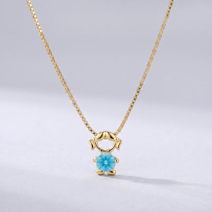 Colar bead menina Março — Água-marinha