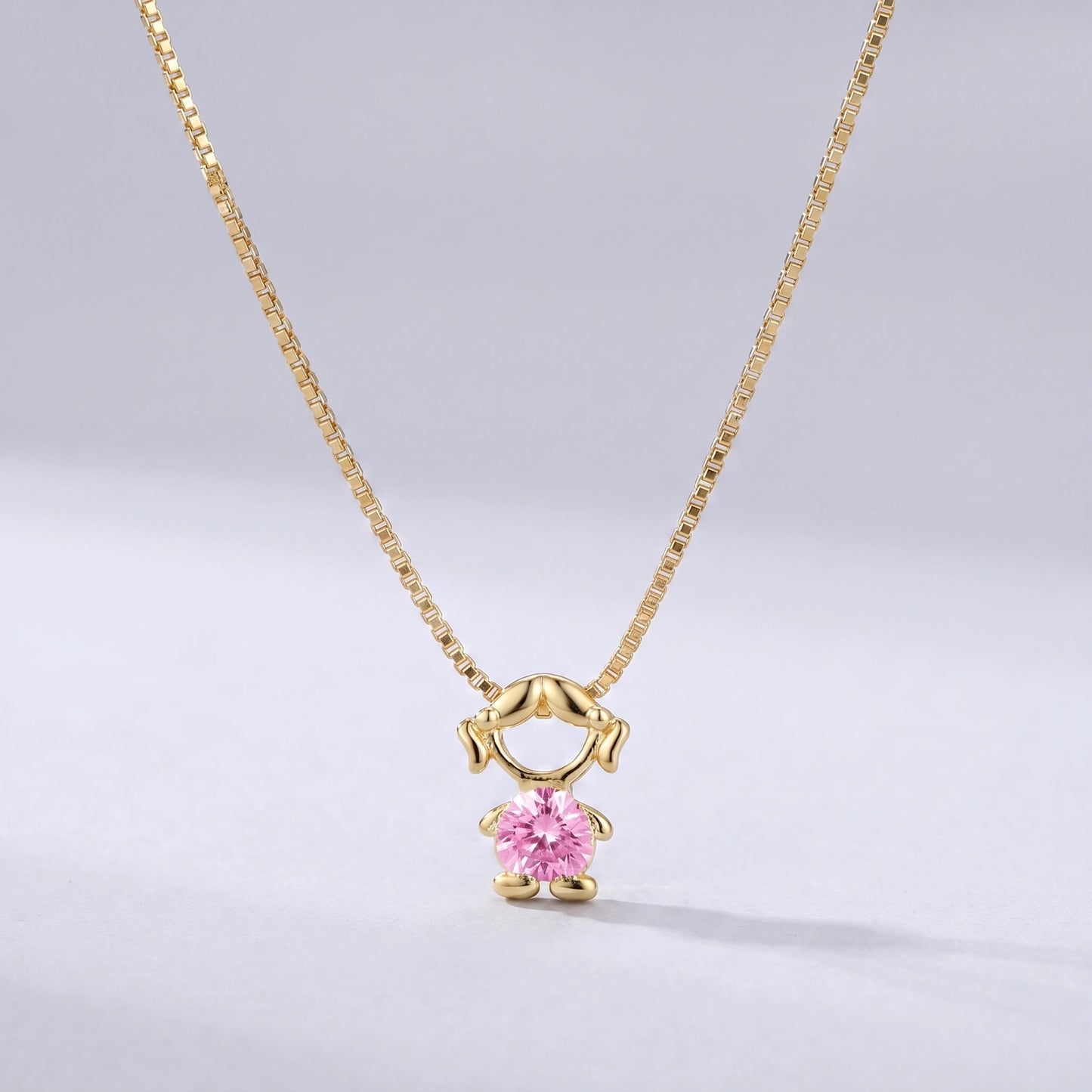 Colar bead menina Outubro — Turmalina Rosa