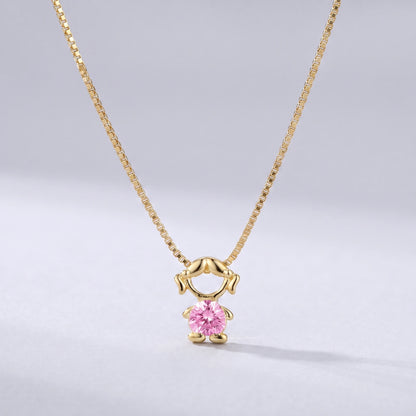 Colar bead menina Outubro — Turmalina Rosa