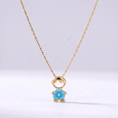 Colar bead menino Março — Água-marinha