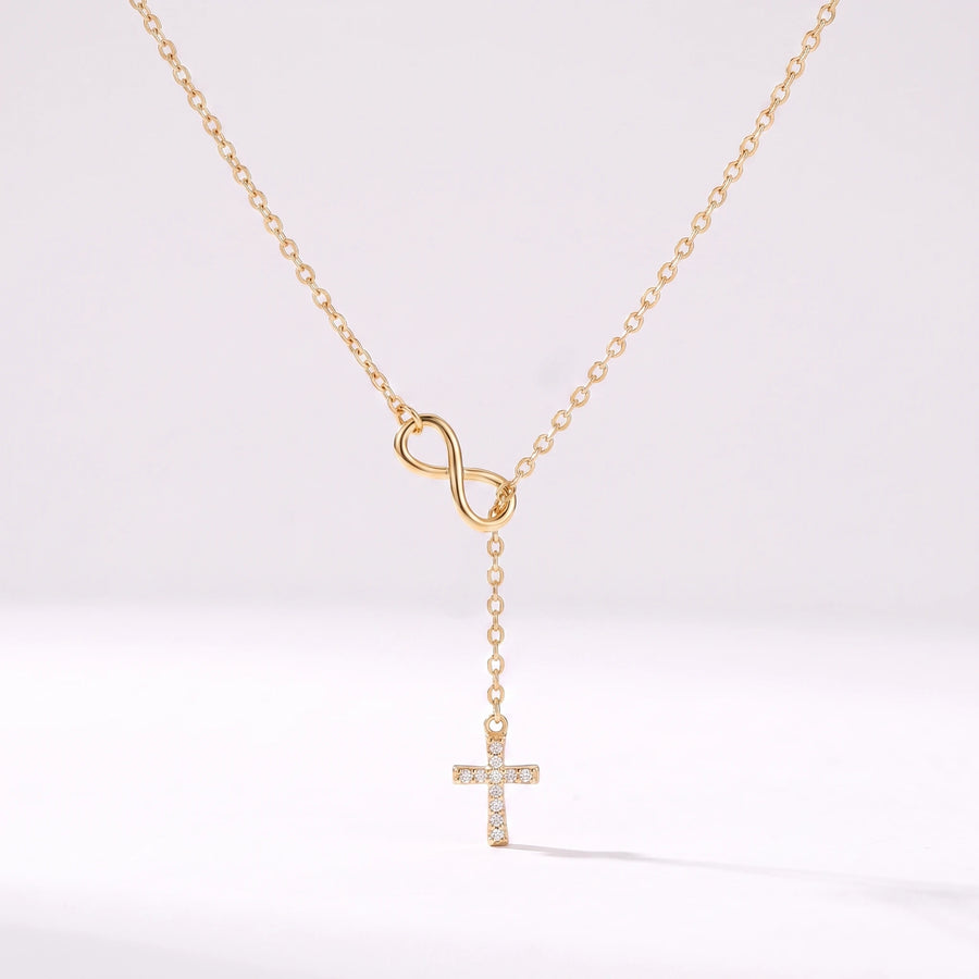 Colar Infinito e Cruz Dourado