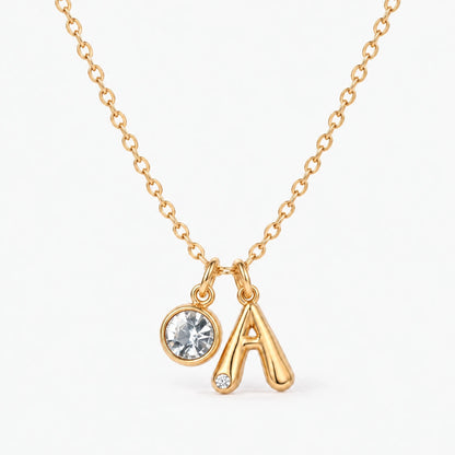Colar Inicial A dourado — Abril — Diamante