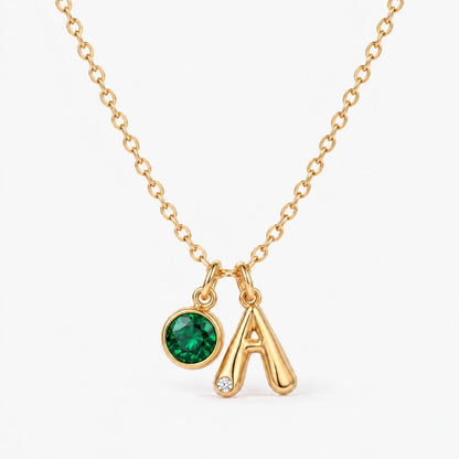 Colar Inicial A dourado — Maio — Esmeralda