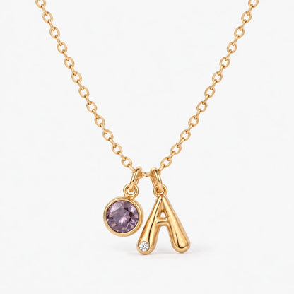 Colar Inicial A dourado — Junho — Alexandrita