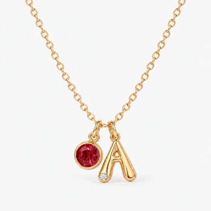 Colar Inicial A dourado — Julho — Rubi
