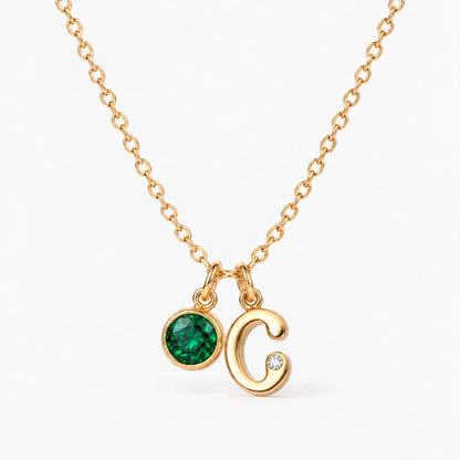 Colar Inicial C dourado — Maio — Esmeralda
