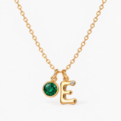 Colar Inicial E dourado — Maio — Esmeralda