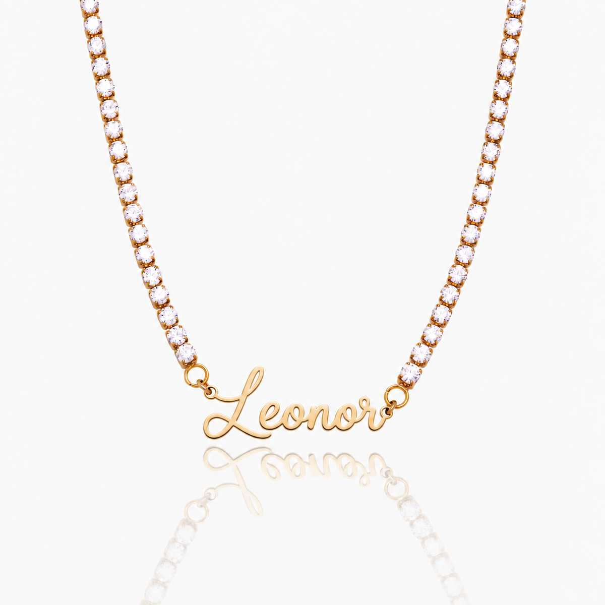 Colar Nome Brilhante dourado personalizado com Leonor