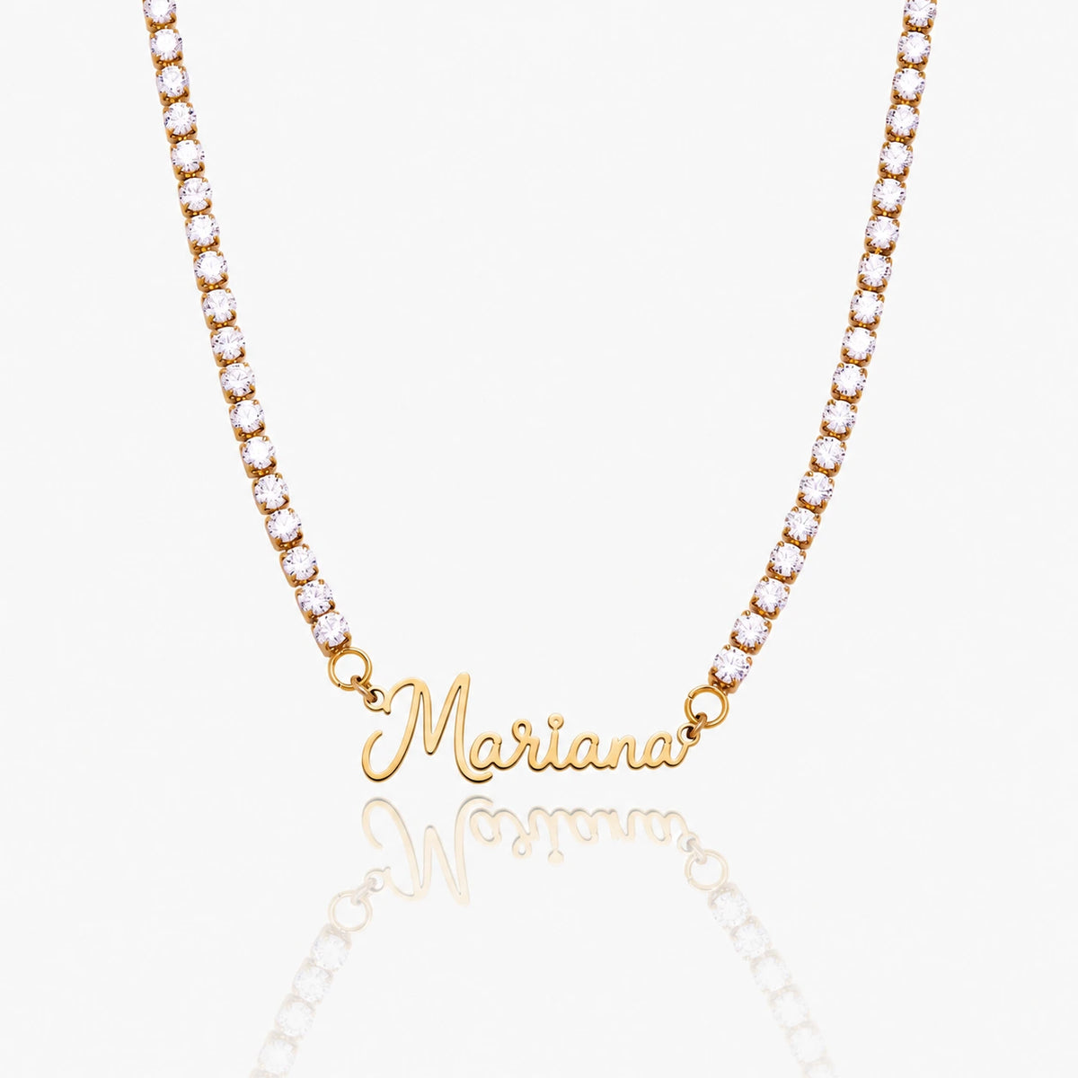 Colar Nome Brilhante dourado personalizado com Mariana
