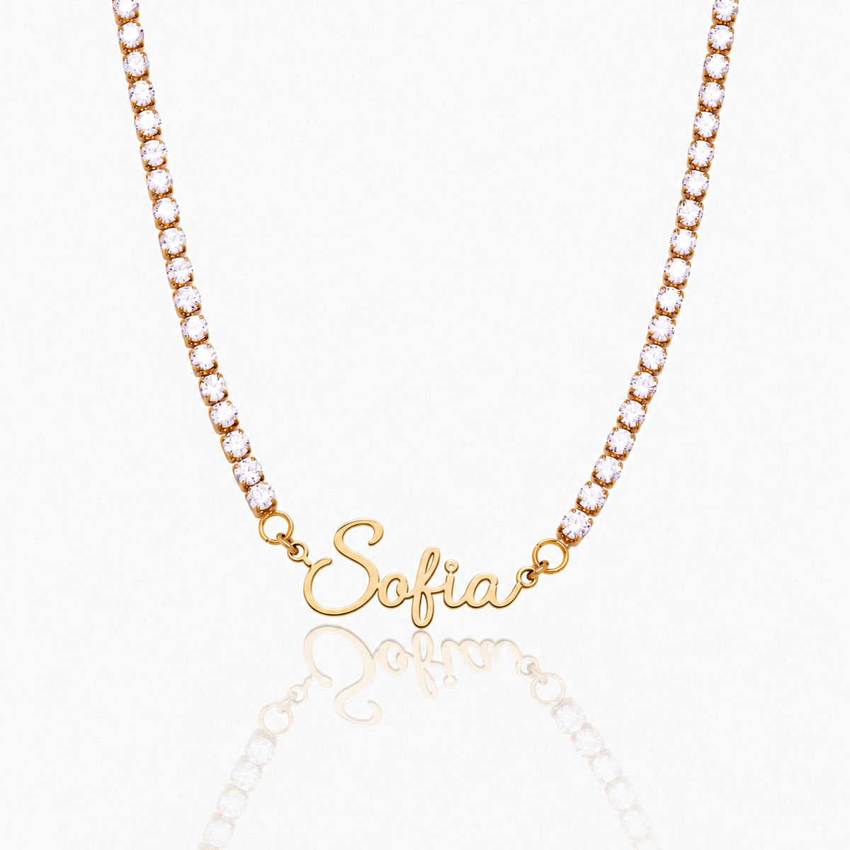 Colar Nome Brilhante dourado personalizado com Sofia