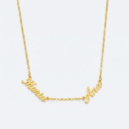 Colar Nomes Personalizados Dourado — 2 Nomes