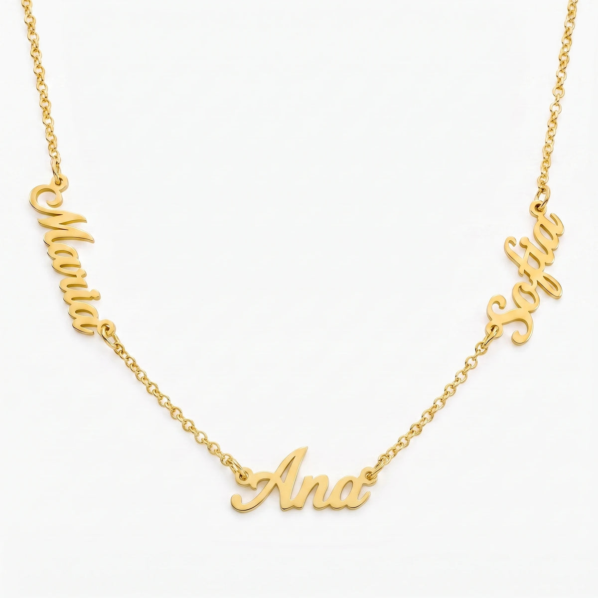 Colar Nomes Personalizados Dourado — 3 Nomes