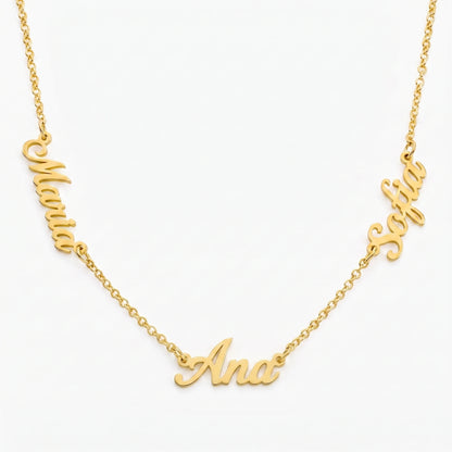 Colar Nomes Personalizados Dourado — 3 Nomes
