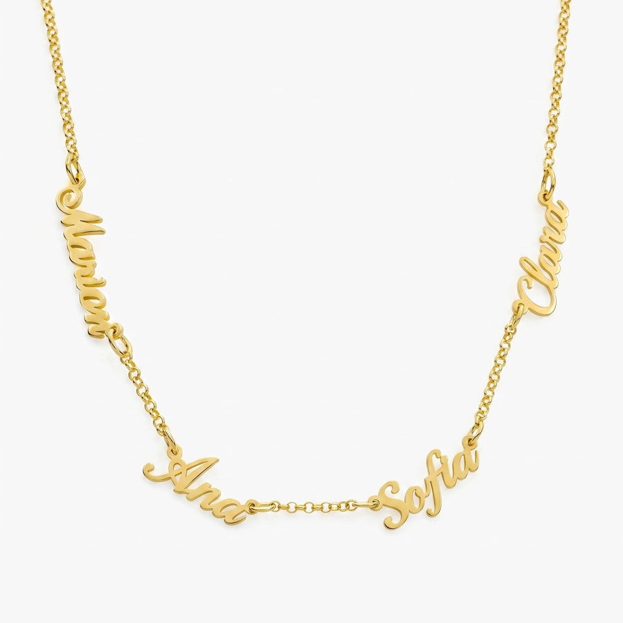 Colar Nomes Personalizados Dourado — 4 Nomes