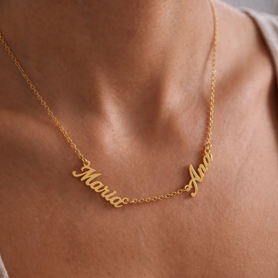 Colar Nomes Personalizados dourado — 2 nomes em uso