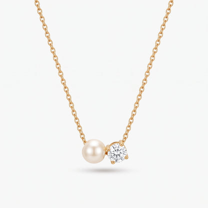 Colar Pérola e Pedra de Nascimento Abril — Diamante dourado