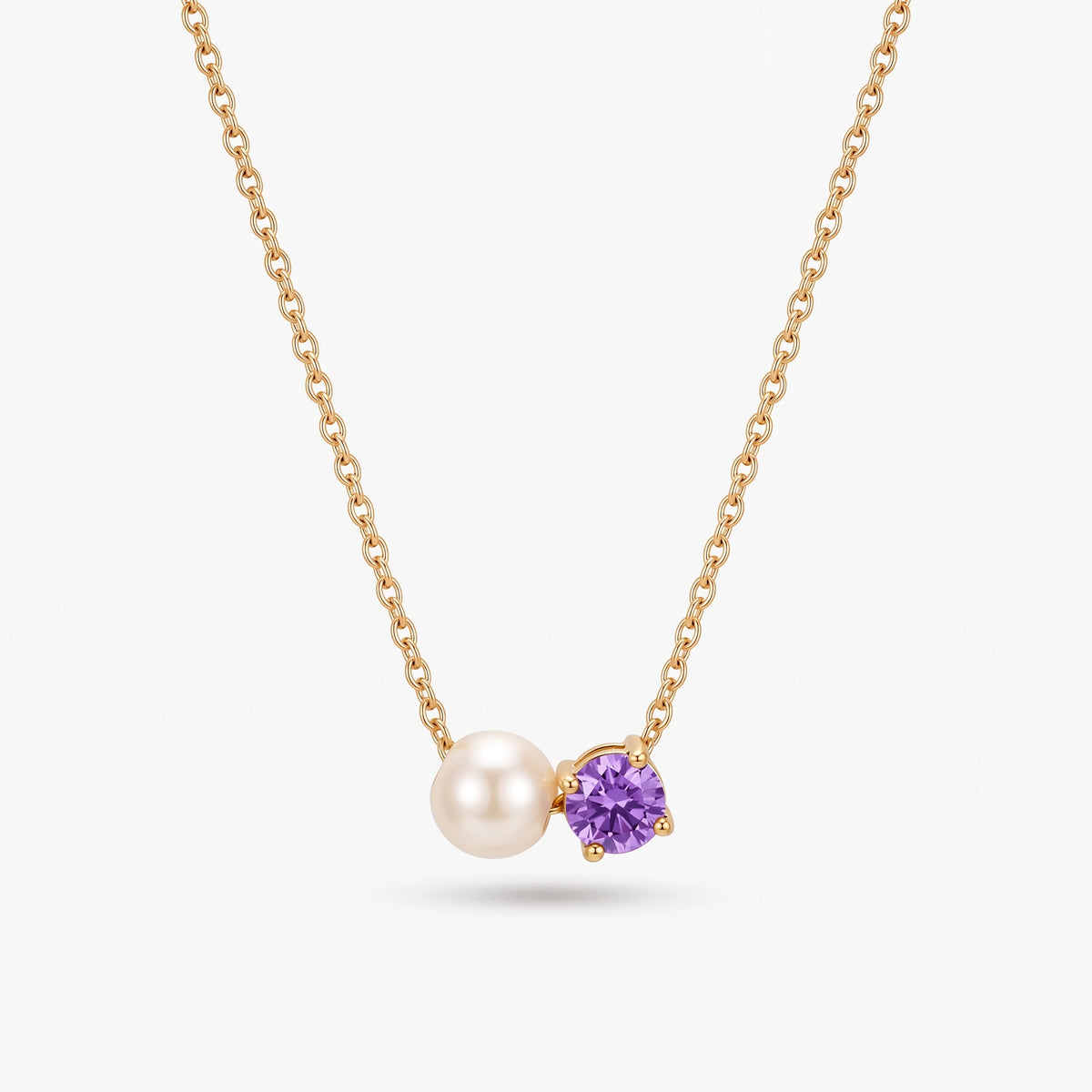 Colar Pérola e Pedra de Nascimento Junho — Alexandrite dourado