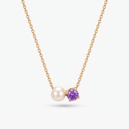 Colar Pérola e Pedra de Nascimento Junho — Alexandrite dourado