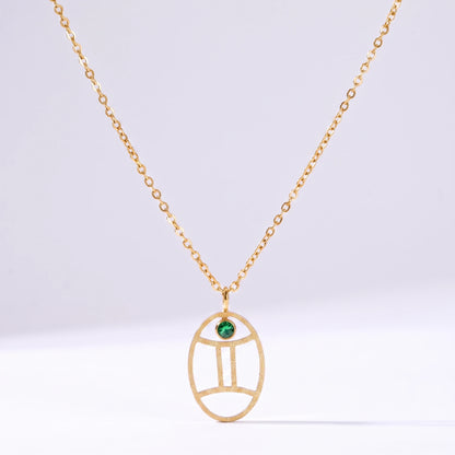 Colar signo do zodíaco com runa Gémeos