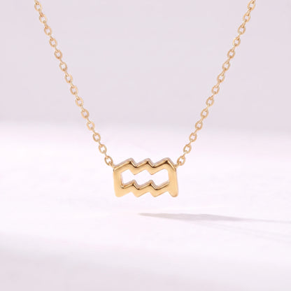 Colar símbolo do zodíaco Aquário dourado